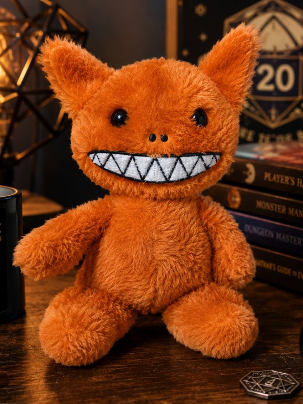 Fantasy Kobold Plush Orange Monster Plushie Gamer Desk Buddy Creature 8"